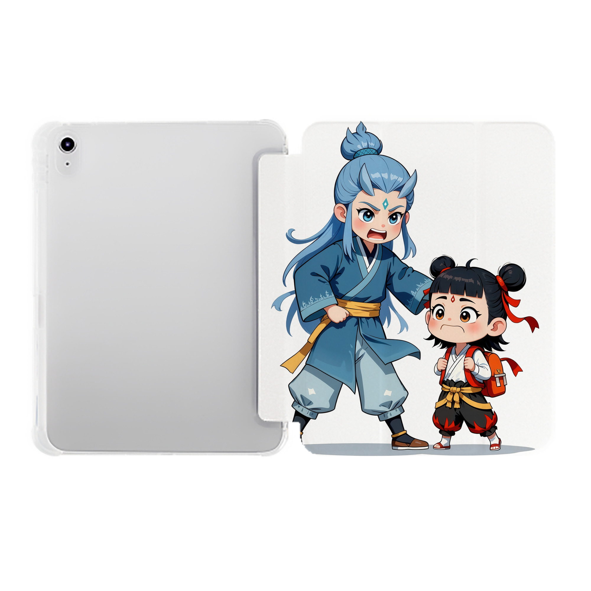 （画像用） Ne Zha 2 ナタ 魔童の大暴れ IPad ケース ペン収納付き 三つ折りスタンド PUレザー×シリコン 対応機種9.5/10.5/10.9インチ